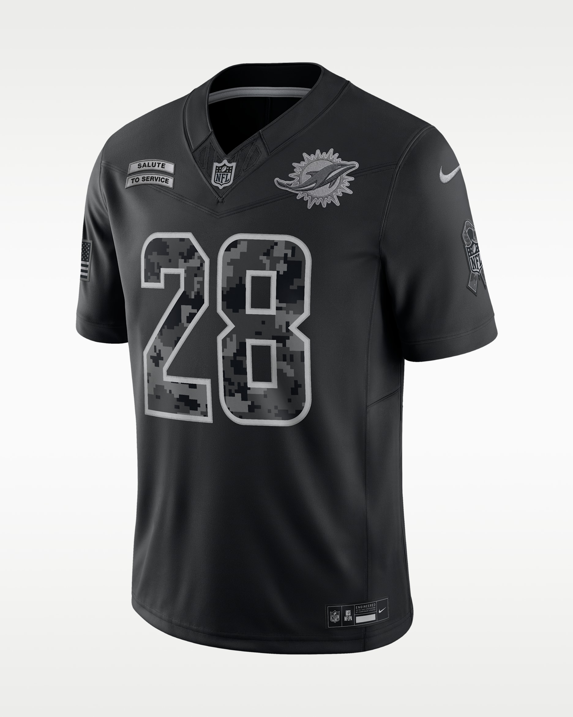 Nike ナイキ NFL 半袖 トップス ユニフォーム 27 L De'Von Achane Miami Dolphins Salute to Service Men's Nike Dri-FIT